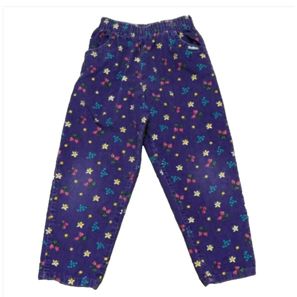 Vtg Oshkosh BGosh Girl's 5 Corduroy Pants Fruits Strawberries Blueberries USA